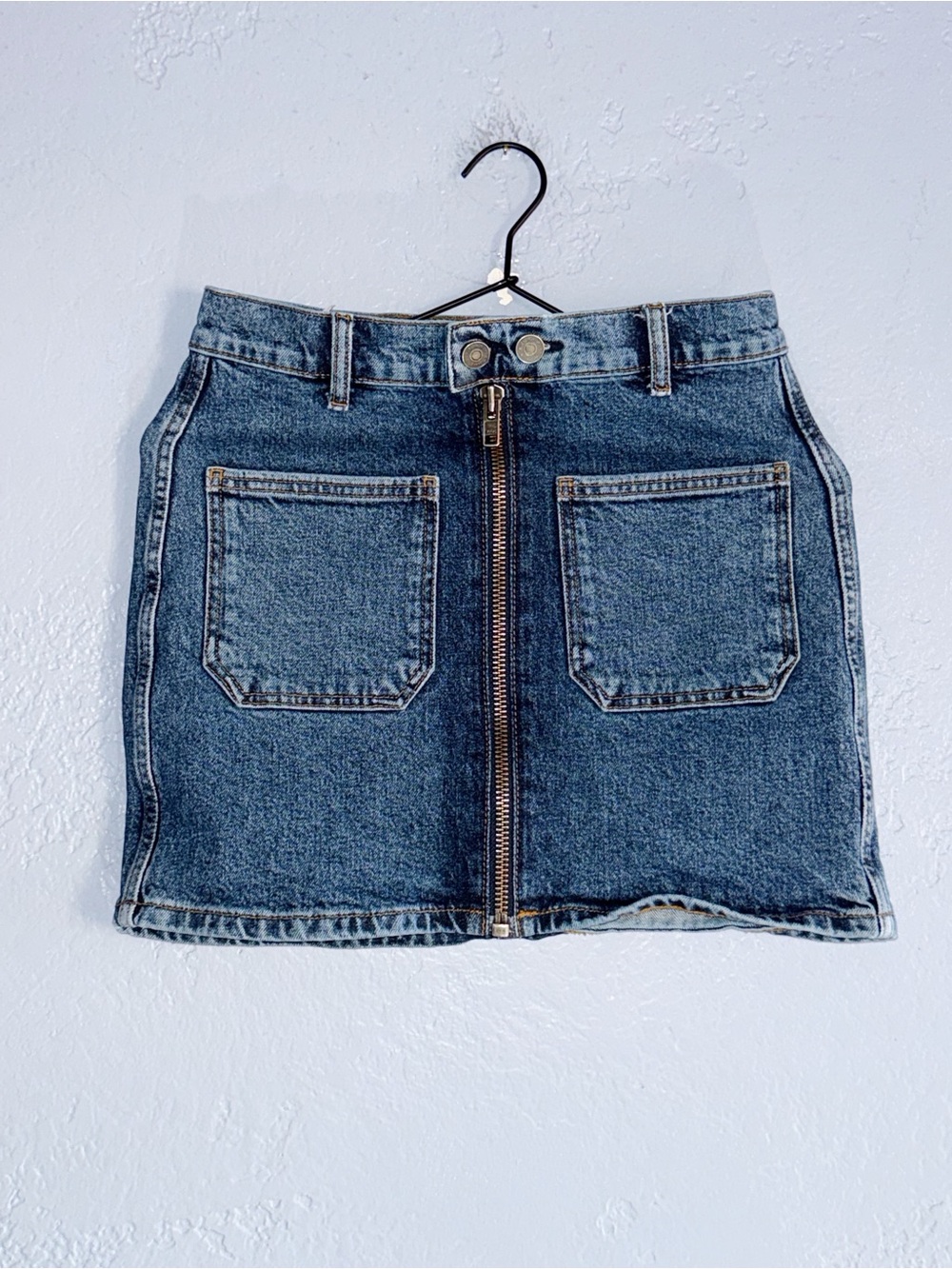 Reformation Anna Patch Pocket Denim Mini Skirt Size 26